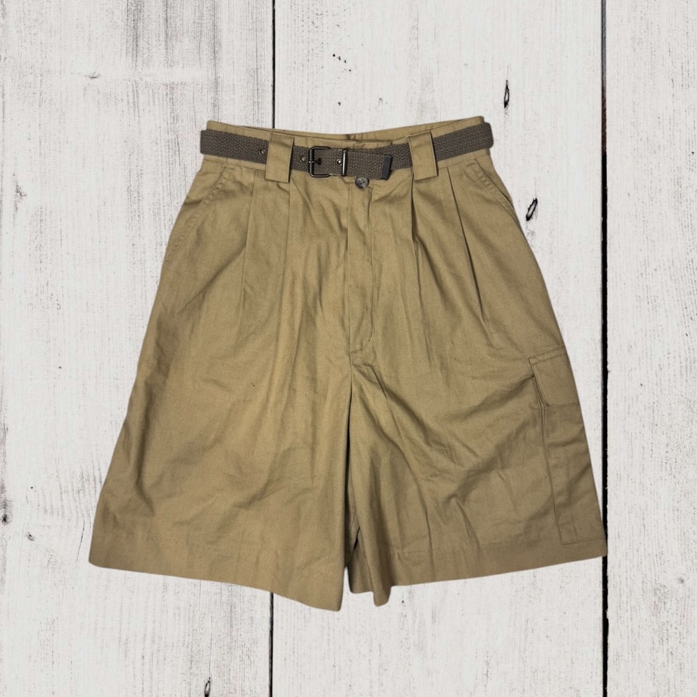 Vintage Condor Khaki Cargo Bermuda Shorts with Belt Size 6